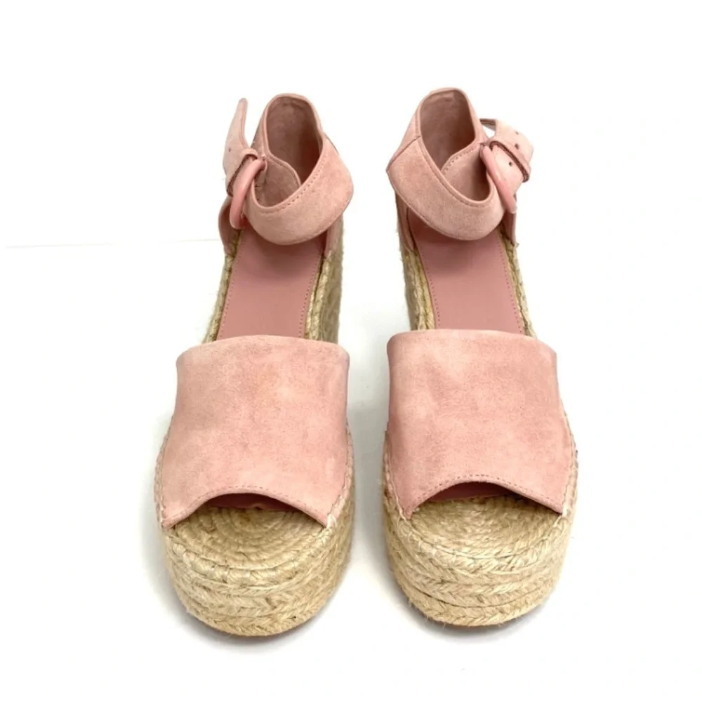 MARC Fisher Alida Suede Platform Wedge Espadrilles Sandals Dusty Pink Size 9 New